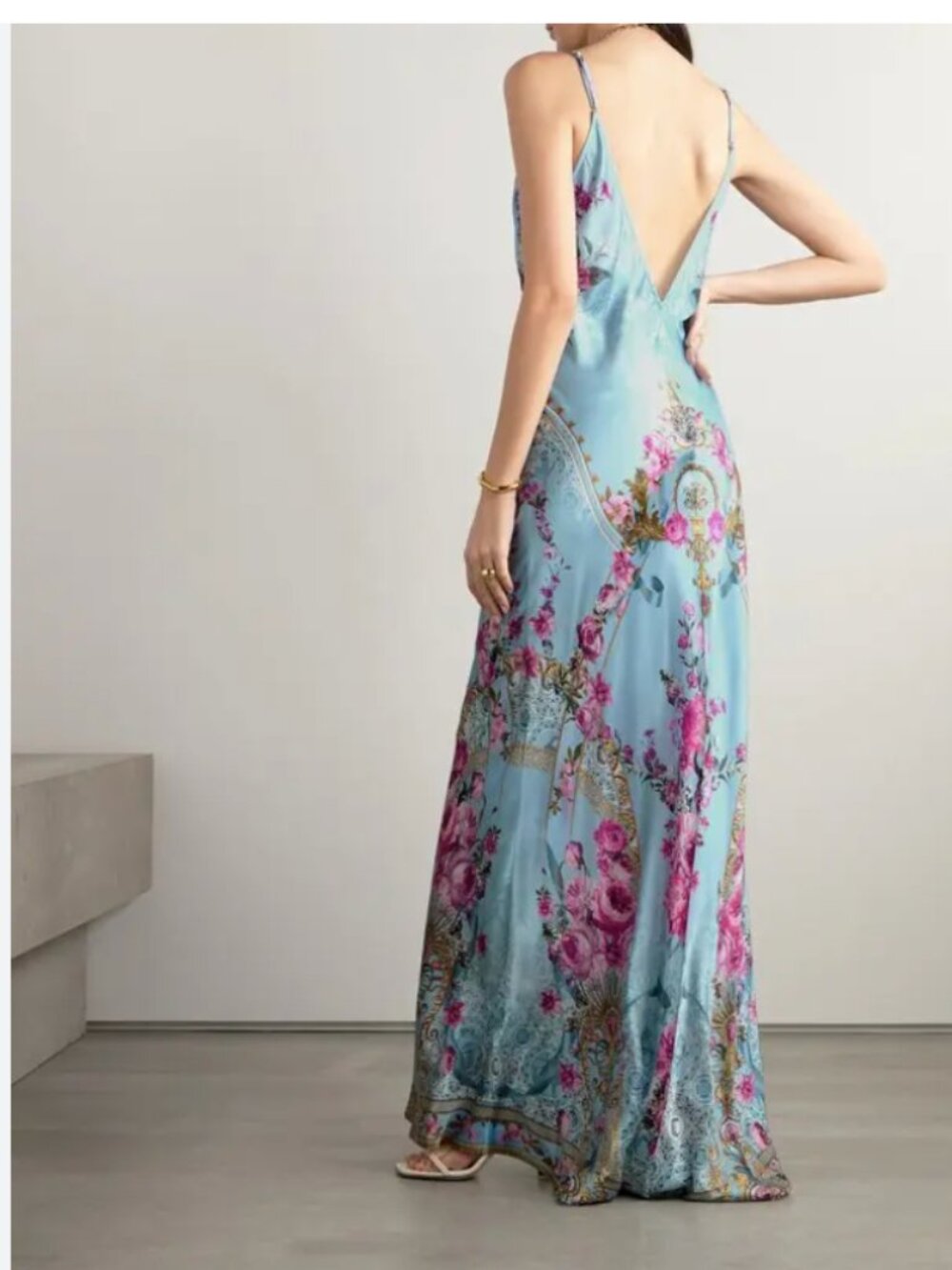 Camilla Embellished Floral Bias silk Satin Slip Dress - Size Small - Picture 2 of 7